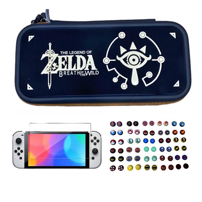 GENERICO - Estuche Edicion Z Botw + Vidrio + 2 Grips Para Switch Oled