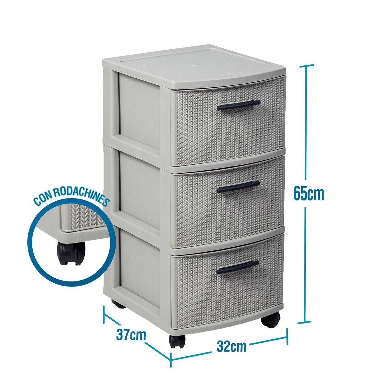 PLASTICOS MQ - Cajonero Organizador 3 Niveles Mocca Tipo Crochet Multiusos Mq