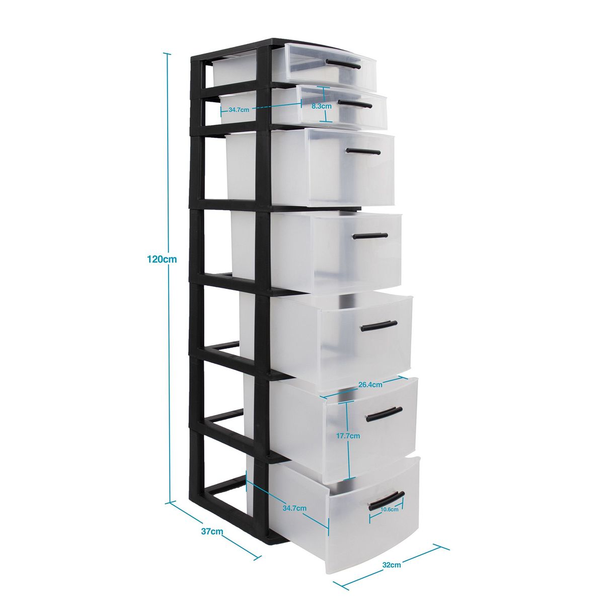 PLASTICOS MQ - Cajonero Organizador Modular 7 Niveles Marca Mq