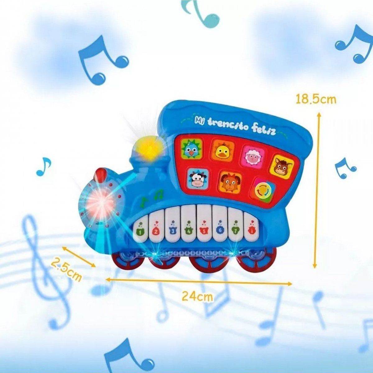GENERICO - Piano Infantil Con Forma De Tren Luces Sonidos