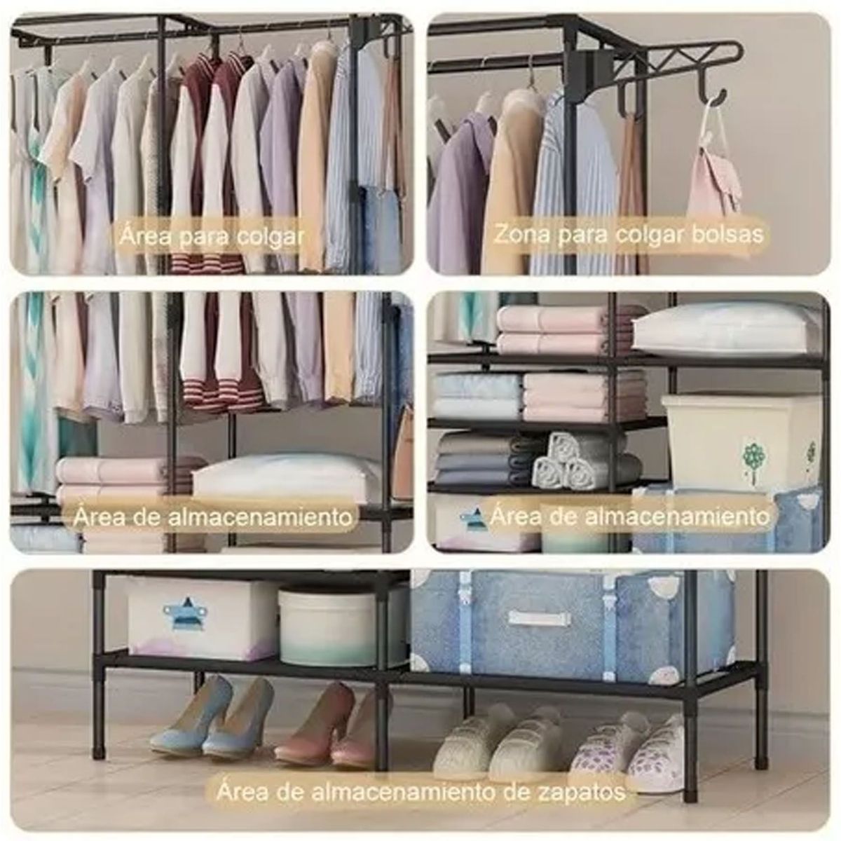 ONE PIXEL - Perchero De Piso Para Organizador Ropa Rack Colgador Closet