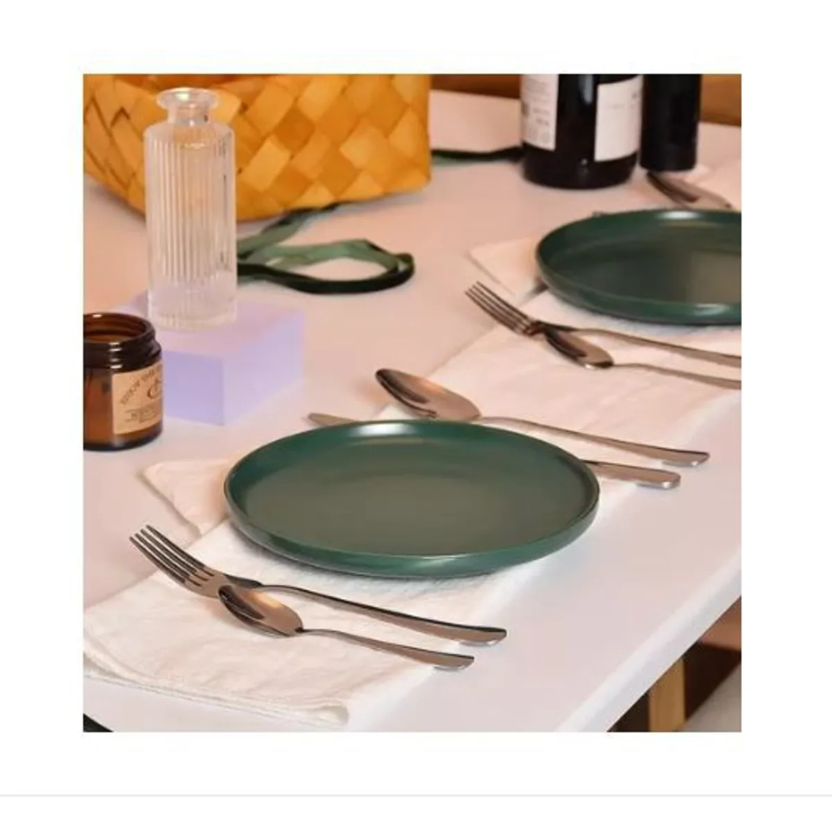 AMERICO SHOP - Juego de Cubiertos Set 24 Piezas Acero Inoxidable Plateado