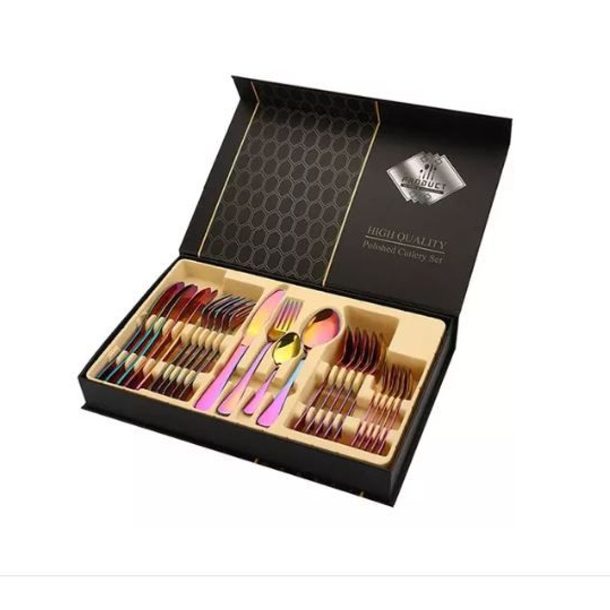 AMERICO SHOP - Juego de Cubiertos Set 24 Piezas Acero Inoxidable Multicolor