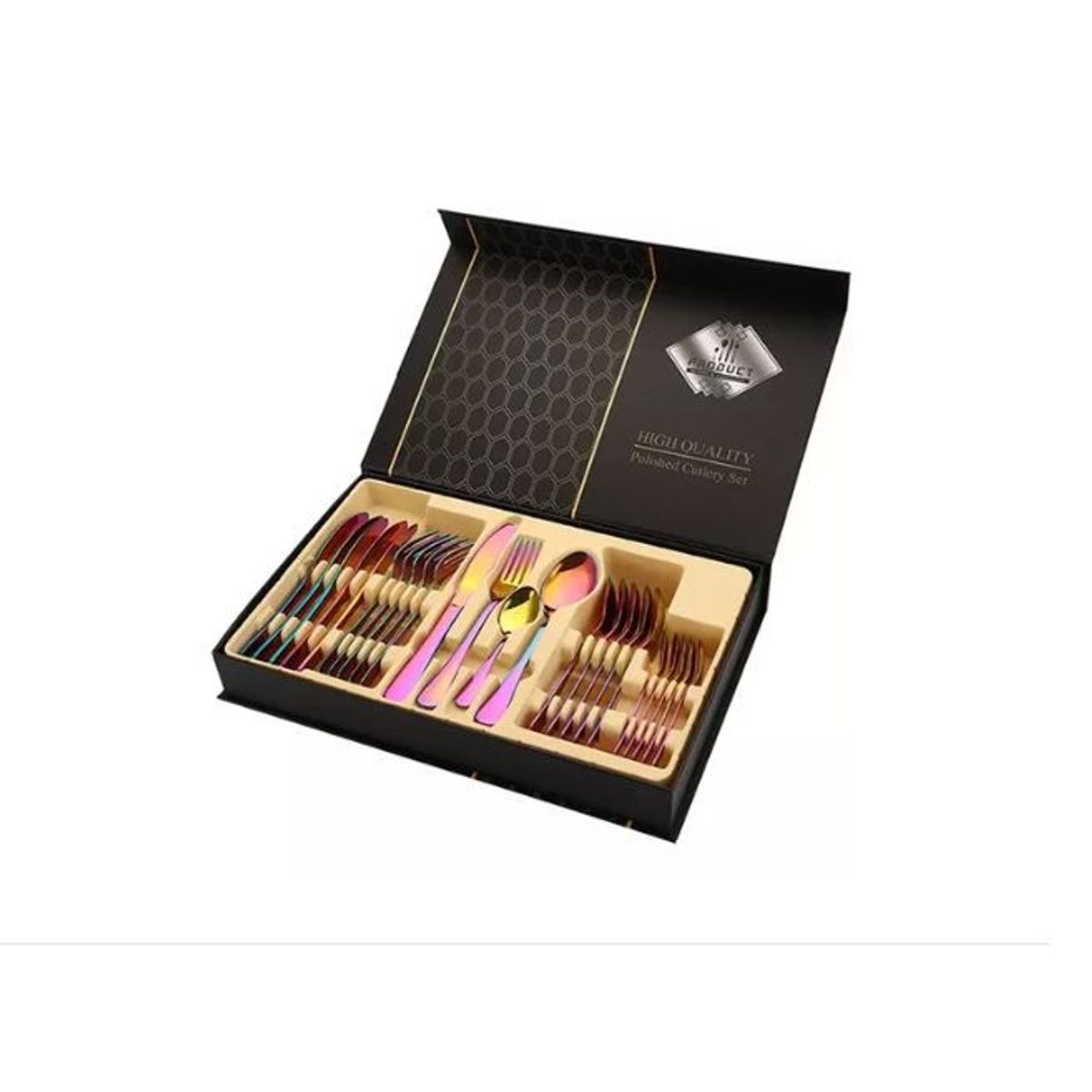 AMERICO SHOP - Juego de Cubiertos Set 24 Piezas Acero Inoxidable Multicolor