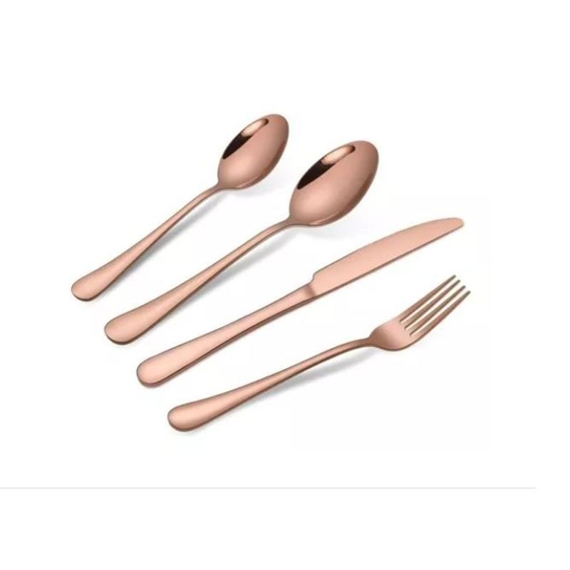 AMERICO SHOP - Juego de Cubiertos Set 24 Piezas Acero Inoxidable Oro Rosa