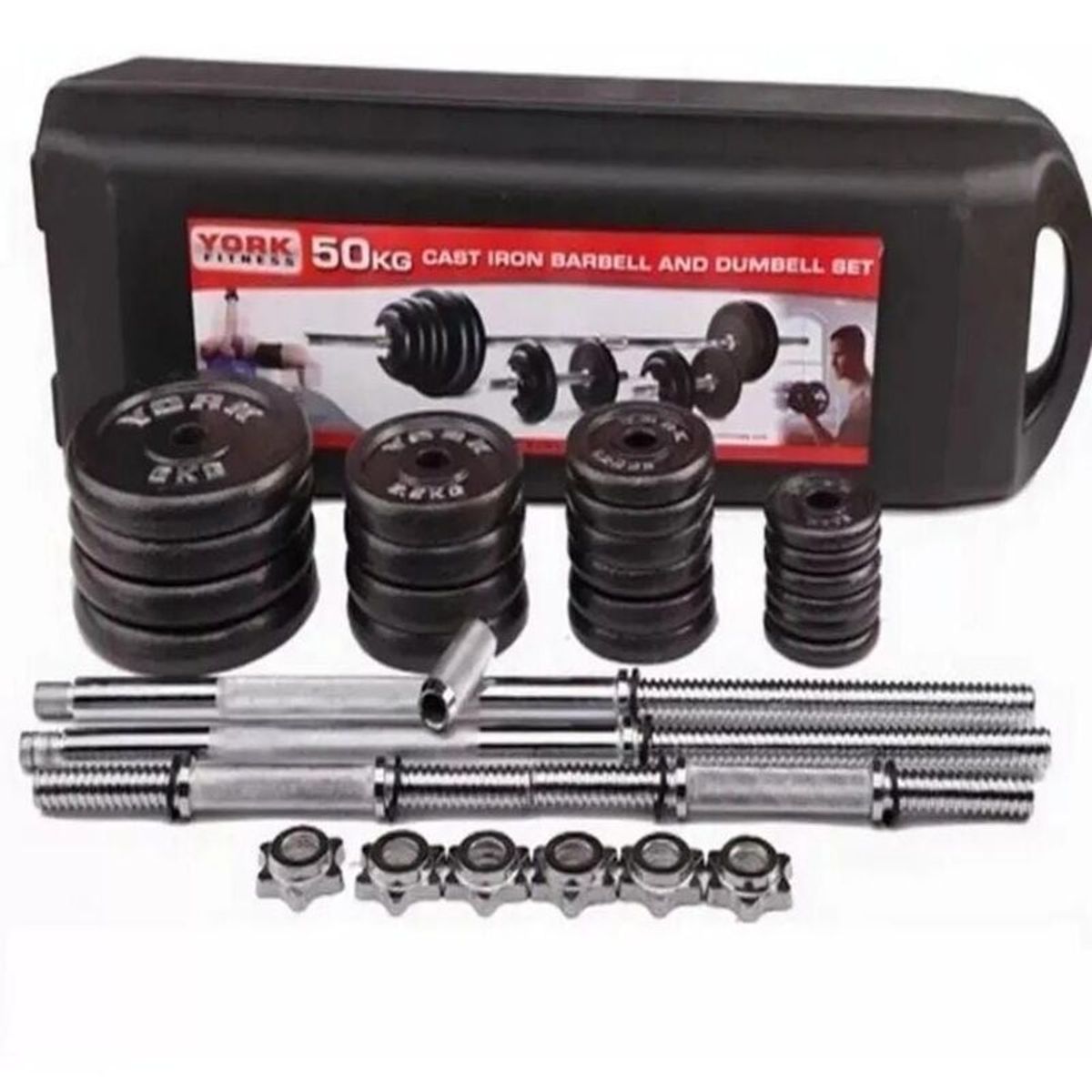 GENERICO - Kit Mancuernas Pesas 50 Kilos 100 Libras + Estuche Gym