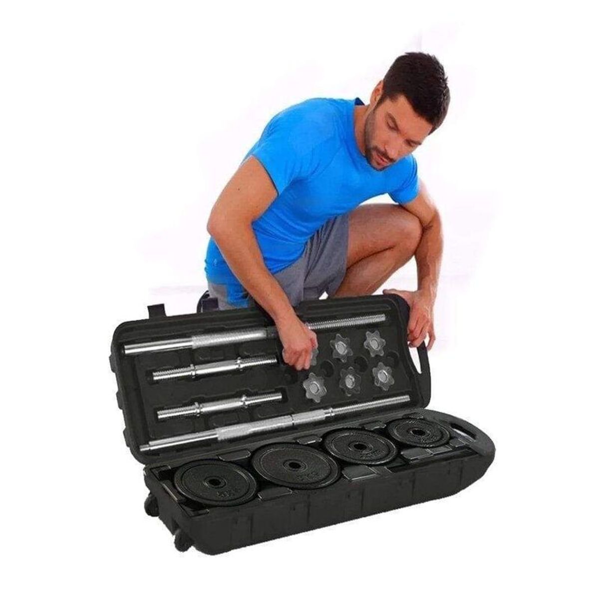 GENERICO - Kit Mancuernas Pesas 50 Kilos 100 Libras + Estuche Gym