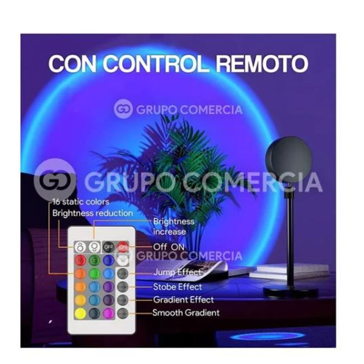SHEDRAIN - Lámpara Luz Led Proyectora Atardecer Control 16 Tonos