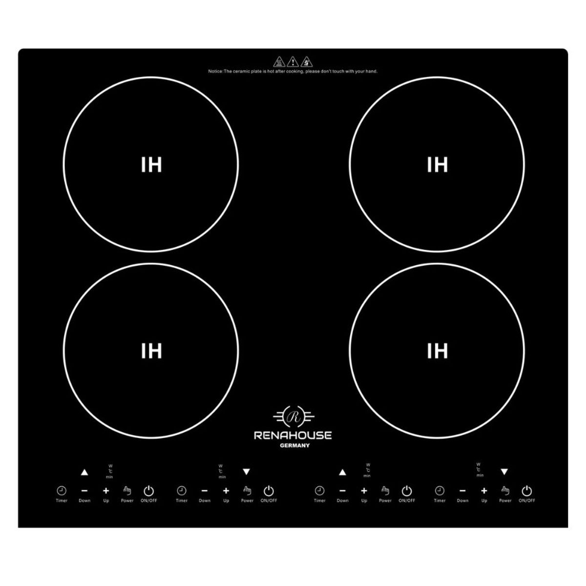 RENAHOUSE - Estufa De Inducción 3600w Renahouse Germany 4 Puestos