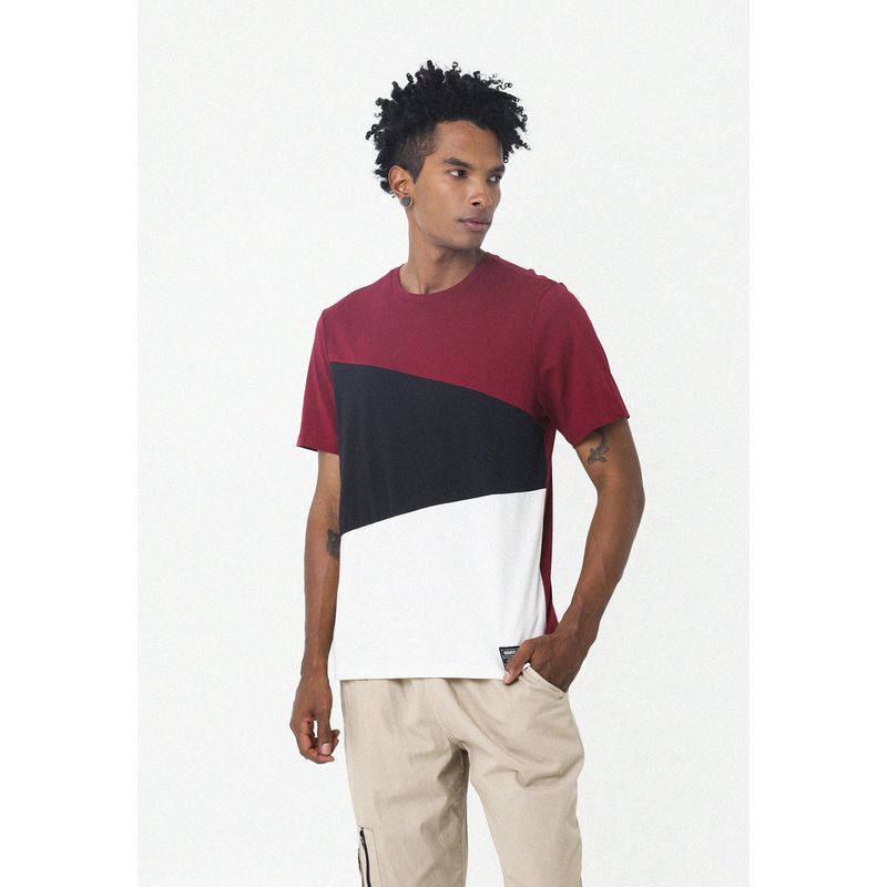 BELIFE - Camiseta Roja En Bloques De Color Para Hombre Belife.