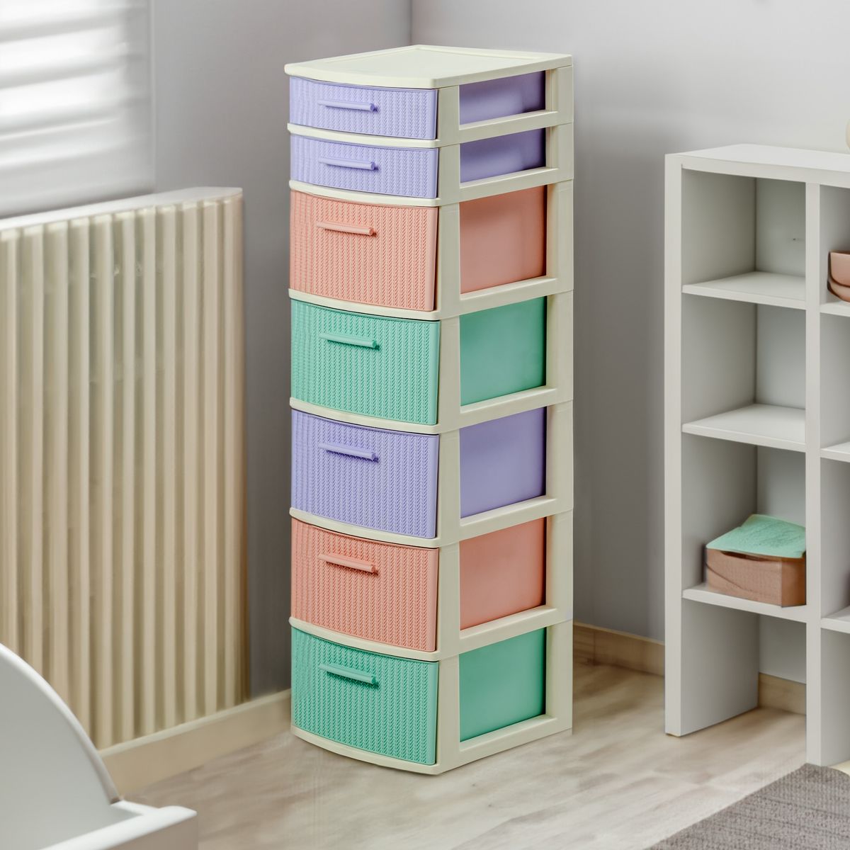 PLASTICOS MQ - Cajonero Organizador Modular 7 Niveles Tipo Crochet Marca Mq