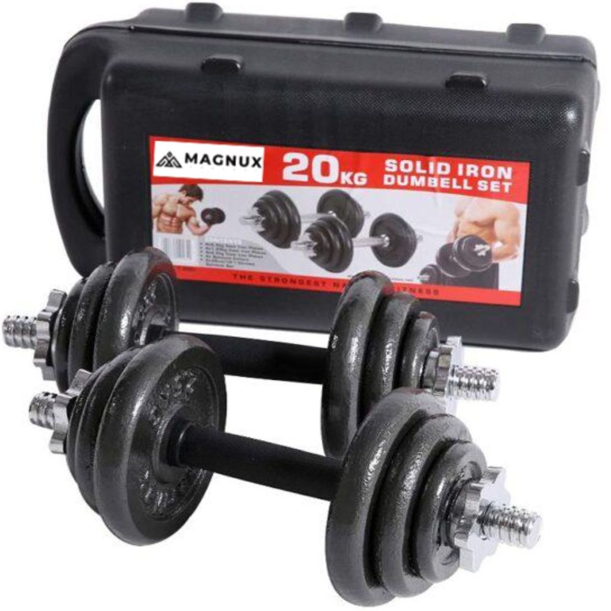 MAGNUX COMPANY - Kit Mancuernas Pesas 21kg44lb Antideslizante Estuche Prof
