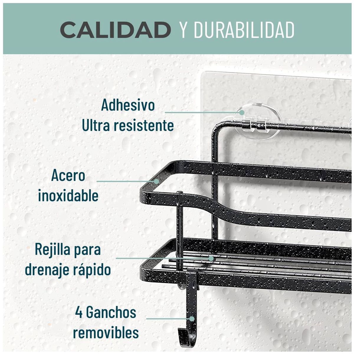 ONE PIXEL - Organizador de Ducha Repisa Baño Adhesivo Set 2 Inoxidable