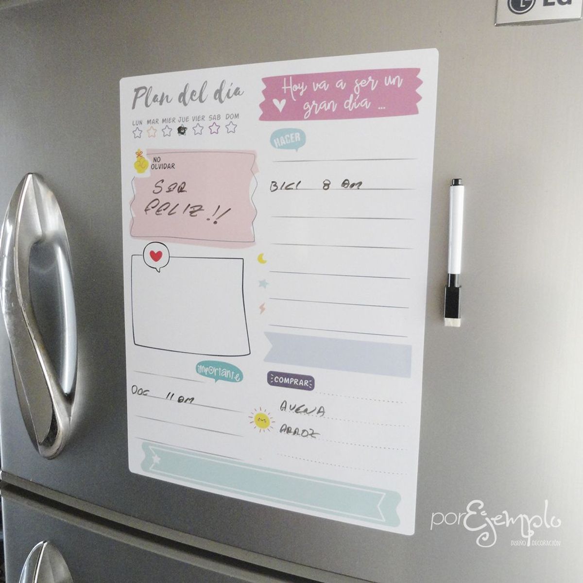 GENERICO - Planeador Imantado Por Ejemplo Plan del Día