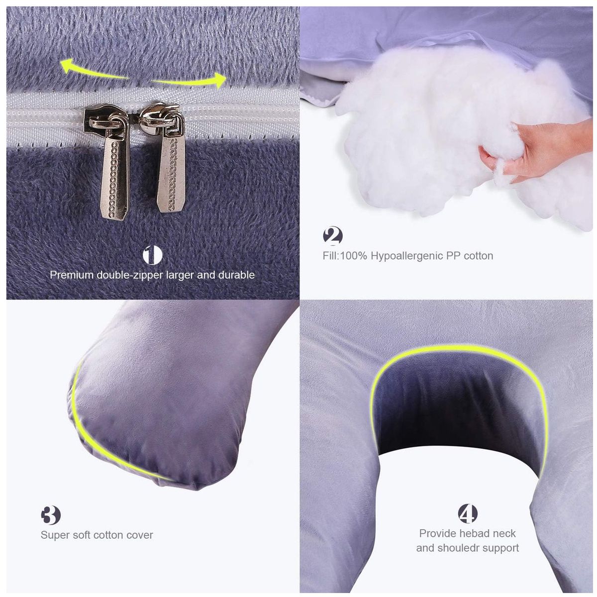 ONE PIXEL - Almohada Embarazo Cuerpo Entero Antidolores Tela Peluche Forro Interno