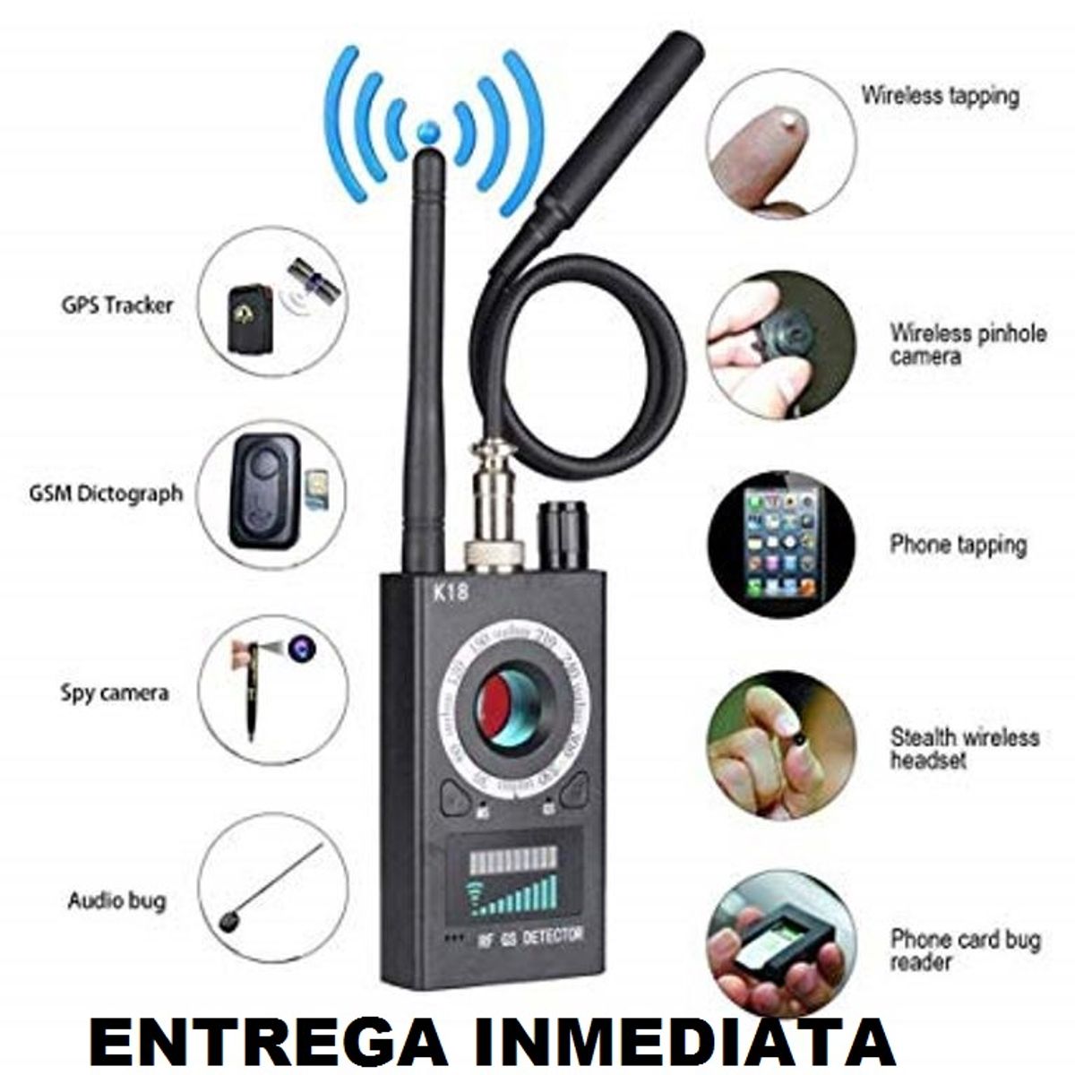 GENERICO - DETECTOR DE GPS CAMARAS MICROFONOS MOD K18