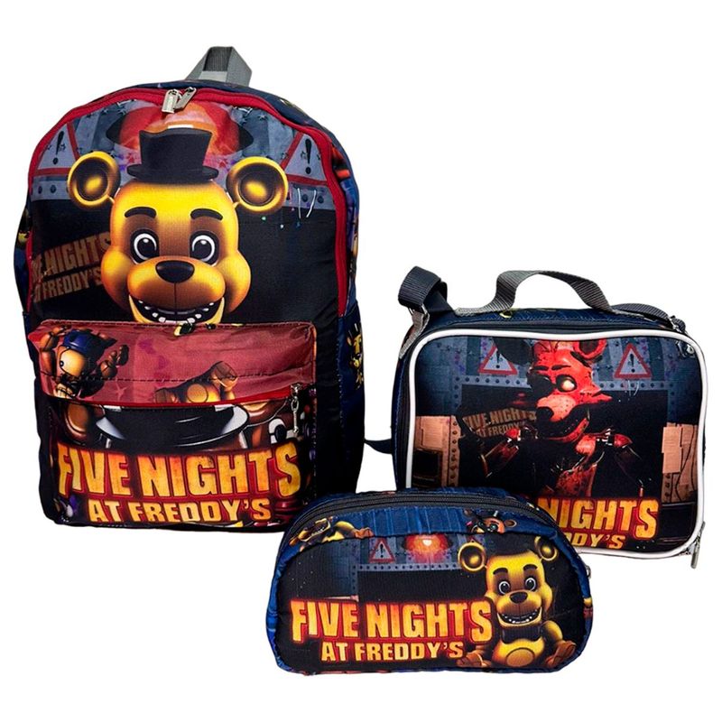 GENERICO - Kit X3 Maleta  Lonchera  Cartuchera Five Nights At Freddys