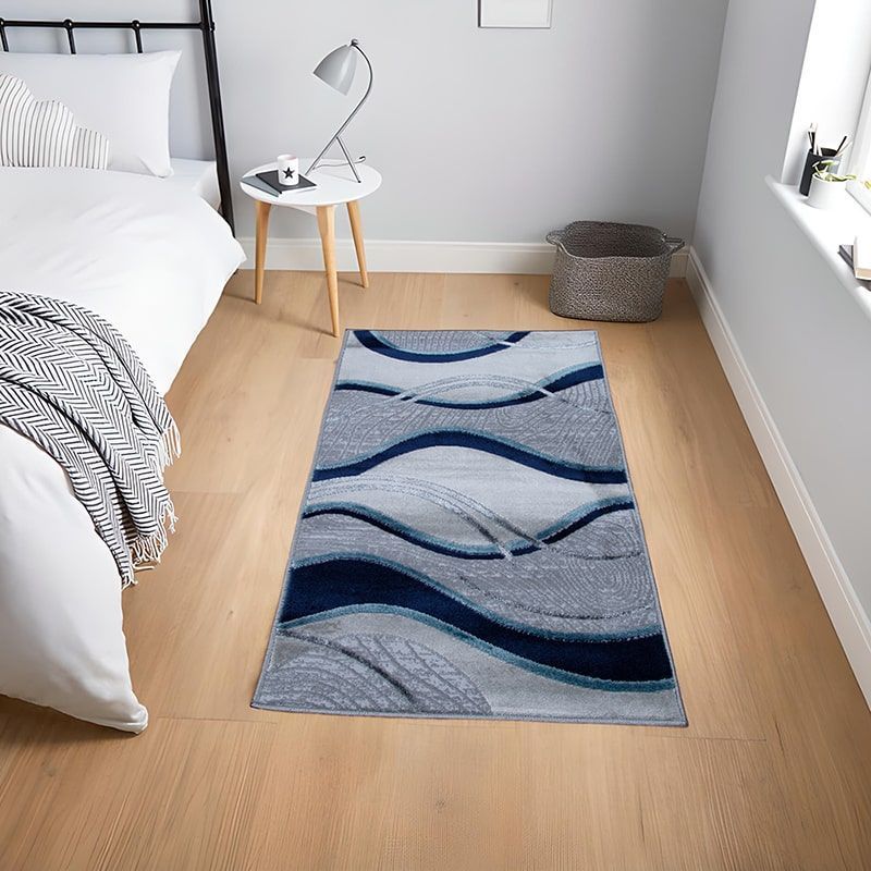 MITAPETE COM - Alfombra Tapete Pie de Cama Turquia Azul 60 X 110cms