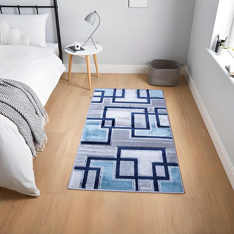 MITAPETE COM - Alfombra Tapete Pie de Cama Turquia Azul 60 X 110cms