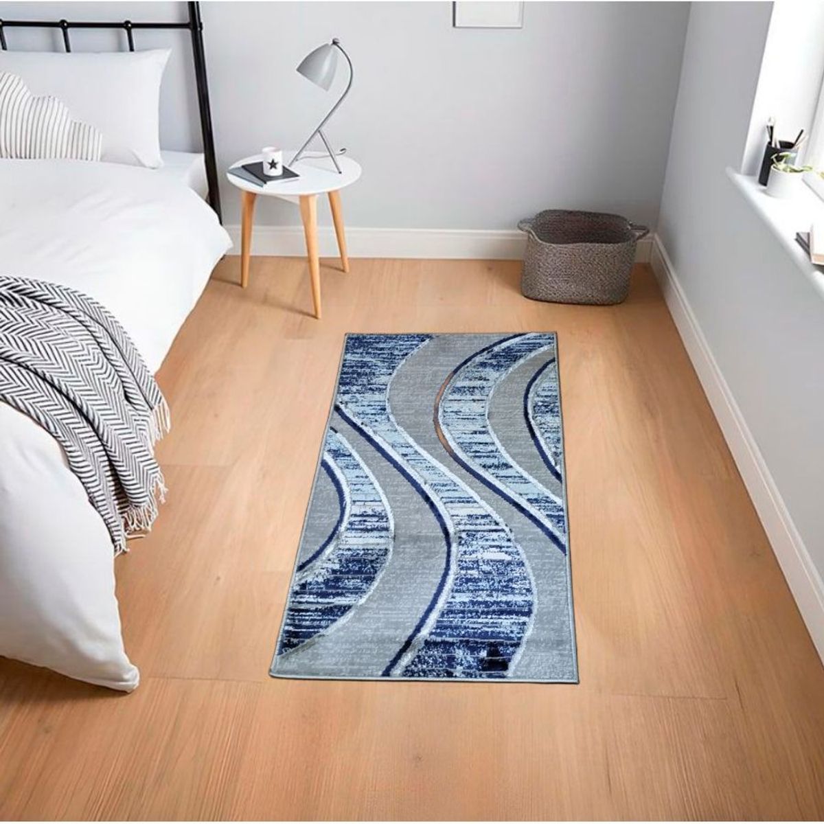 MITAPETE COM - Alfombra Tapete Pie de Cama Turquia Azul 60 X 110cms