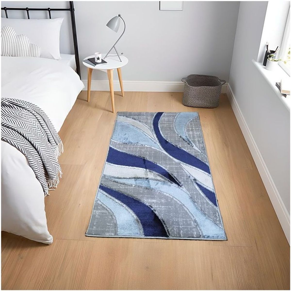 MITAPETE COM - Alfombra Tapete Pie de Cama Turquia Azul 60 X 110cms