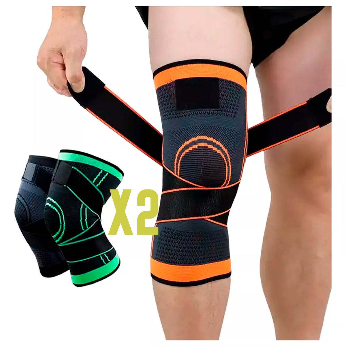 GENERICO - Kit X2 Rodillera Compresión Ajustable Nylon Gym Soporte