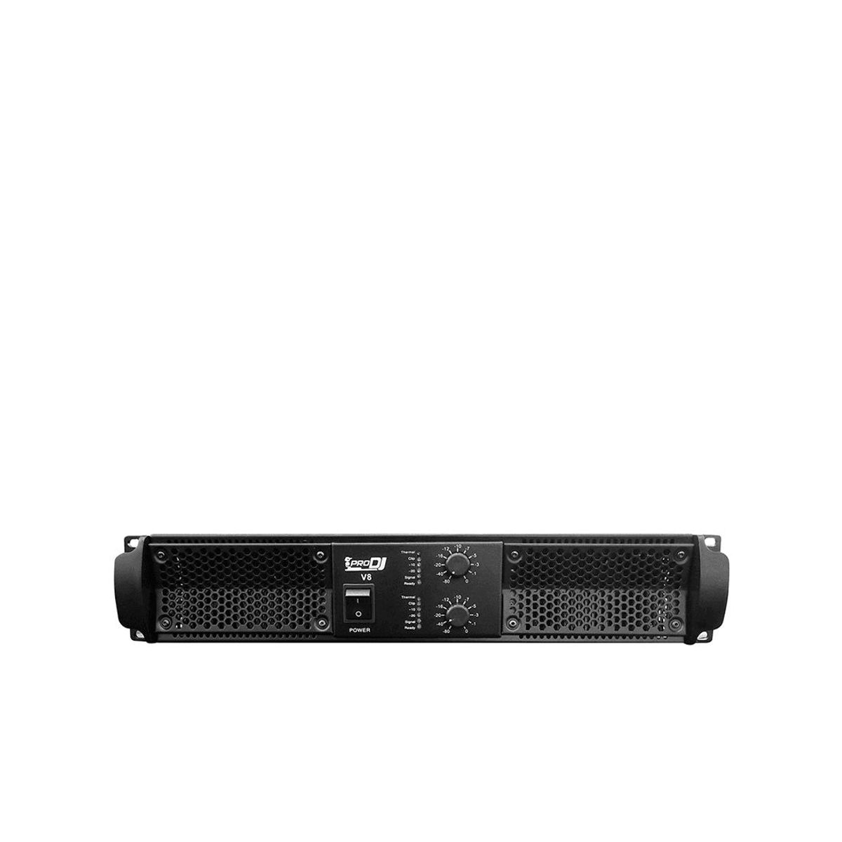 PRO DJ - Amplificador de potencia V8 de 2 canales 2400W (4oh)  Negro