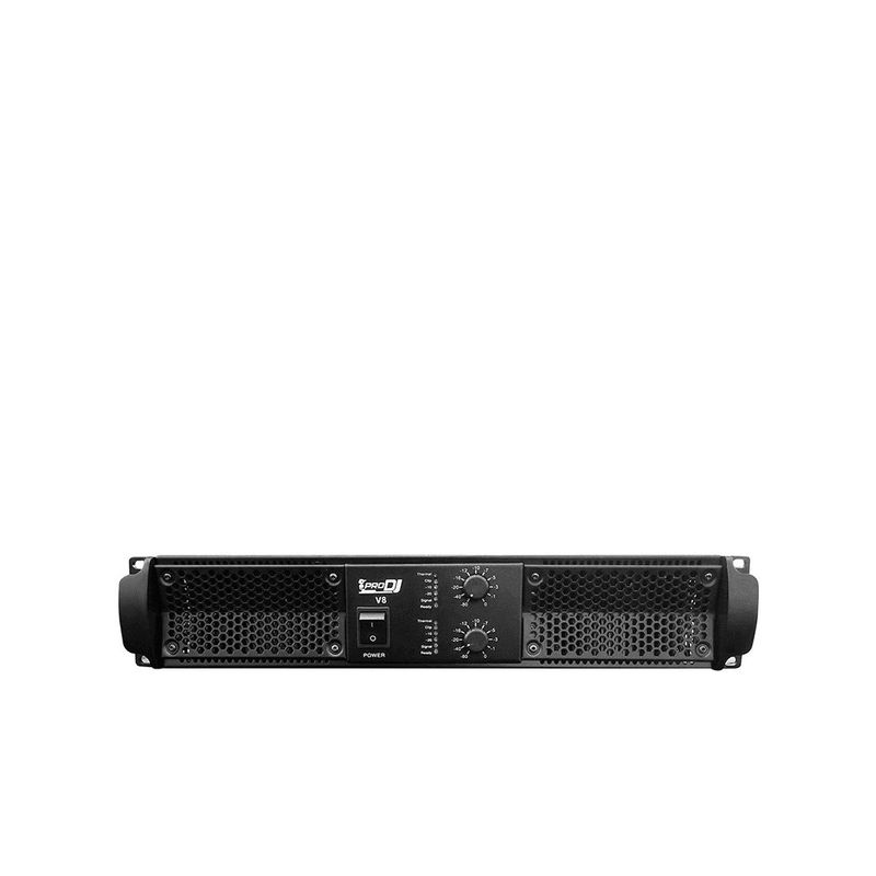 PRO DJ - Amplificador de potencia V8 de 2 canales 2400W (4oh)  Negro