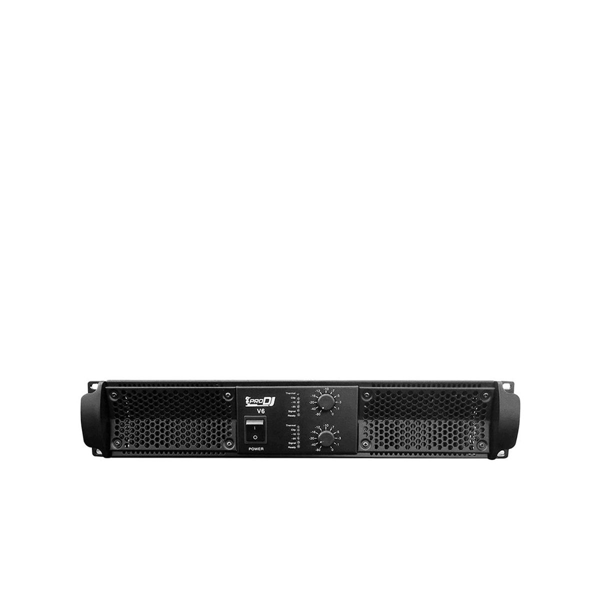 PRO DJ - Amplificador de potencia V6 de 2 canales 1800W (4oh)  Negro
