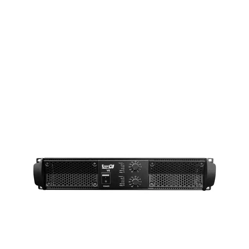 PRO DJ - Amplificador de potencia V6 de 2 canales 1800W (4oh)  Negro