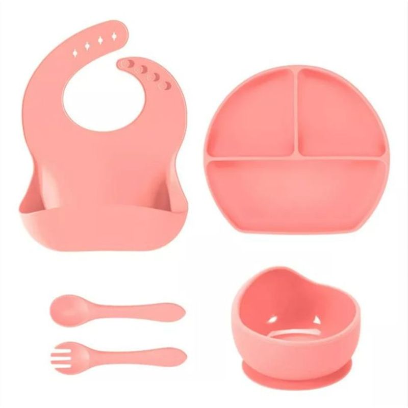 GENERICO - Set De Vajilla Silicona Para Bebés Platos Babero Y Cubiertos