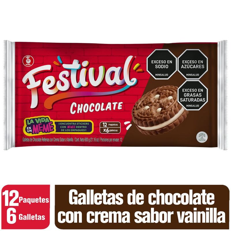 FESTIVAL - Galleta Festival 12 x 6 sabor a chocolate