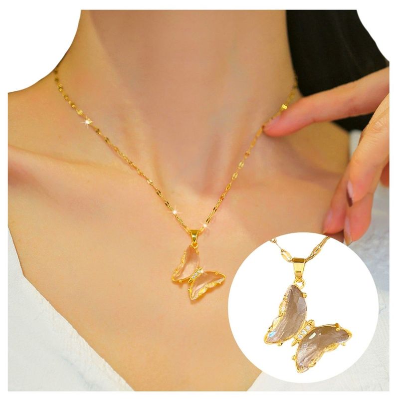 ACCESORIOS DE EVA - Cadena para Mujer en Acero Inoxidable Mariposa Cristal