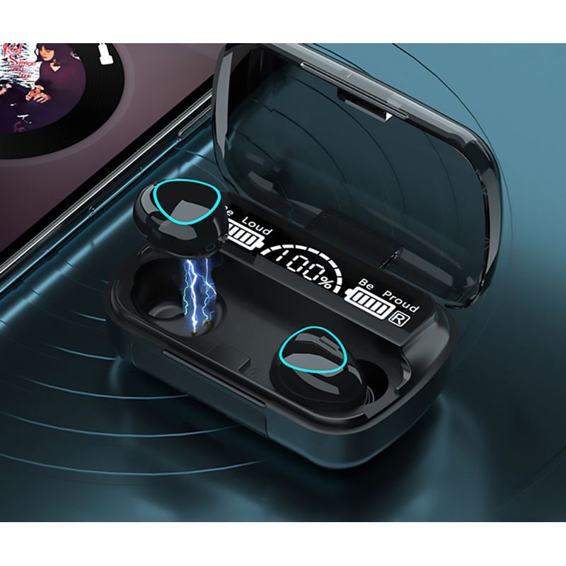 GENERICO - Audífonos TWS Bluetooth V51 M10 Con Batería Externa NEGRO