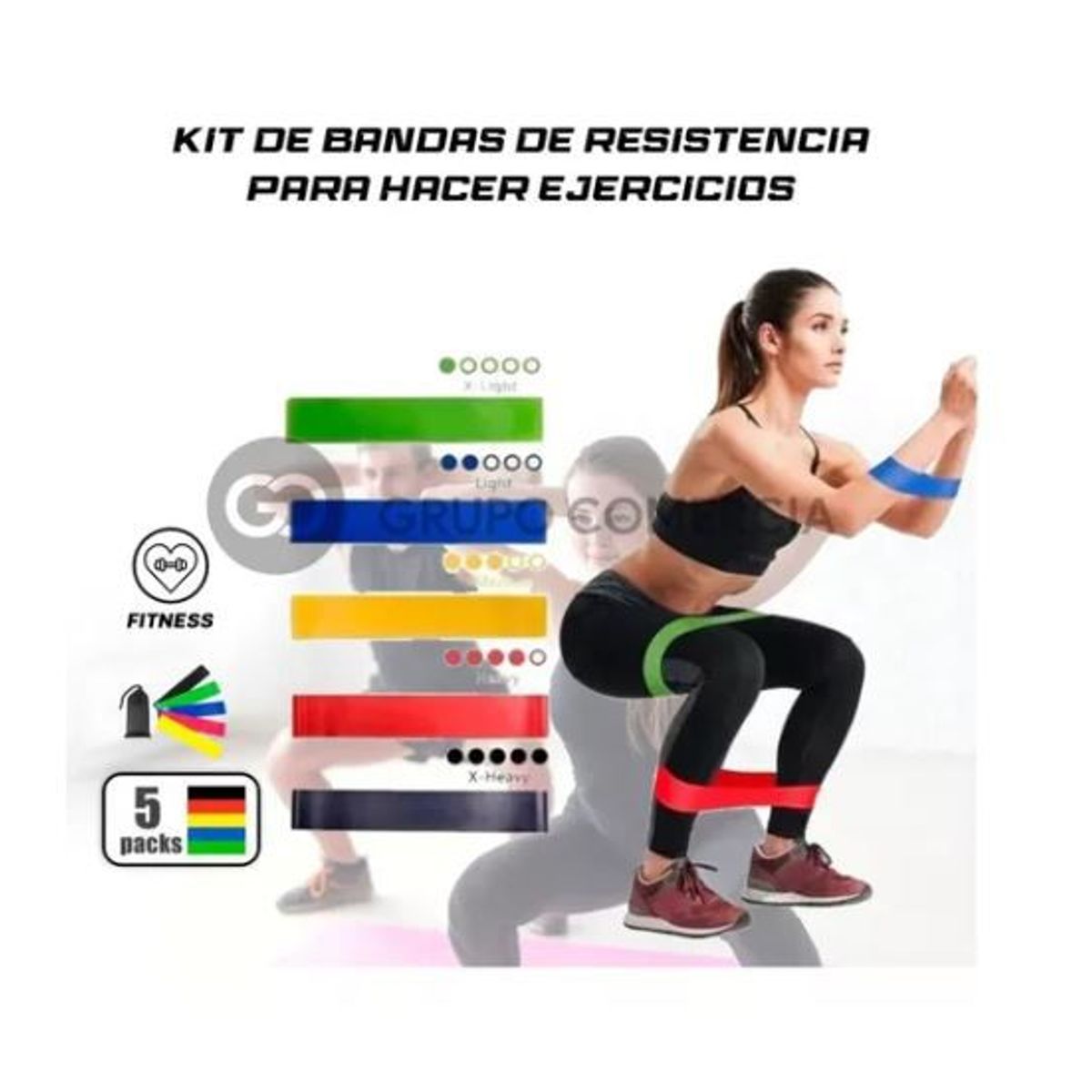 SHEN HUANG - Kit Bandas Elásticas Cerradas Ejercicio Resistencia 4 Nivels