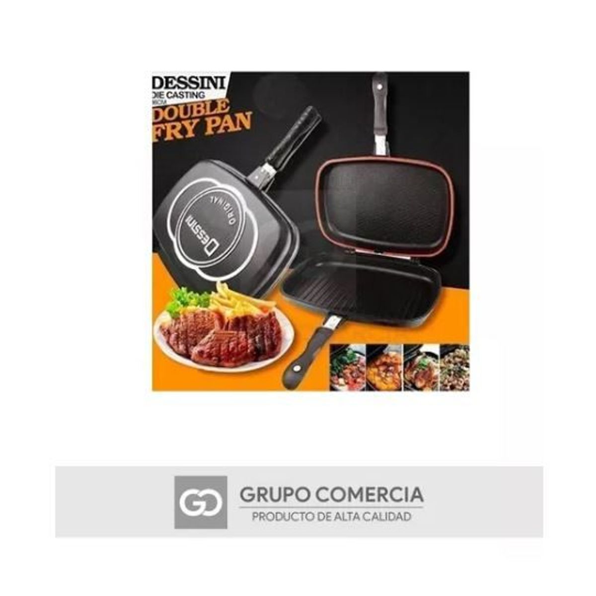 DIANSHENG - Sartén Doble Parrilla Italiano Desini 36 Cm Antiade Origina