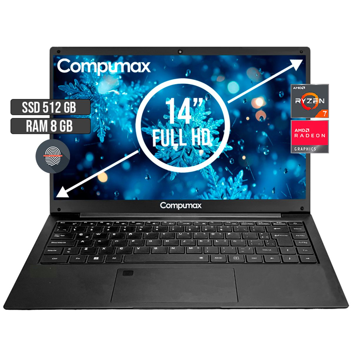 COMPUMAX - Portátil Compumax AMD Ryzen 7 5700U 8GB RAM 512GB SSD 14" FHD