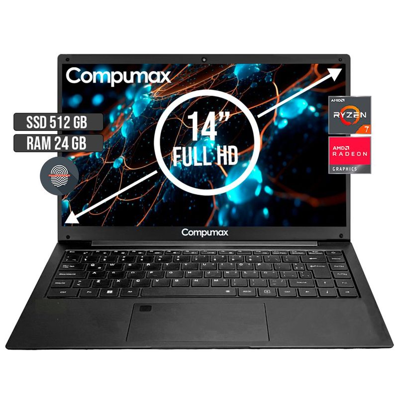 COMPUMAX - PORTATIL COMPUMAX AMD RYZEN 7-5700U SSD 512GB RAM 24GB LED 14 FULL HD