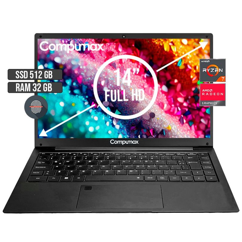 COMPUMAX - PORTATIL COMPUMAX AMD RYZEN 7-5700U SSD 512GB RAM 32GB LED 14 FULL HD