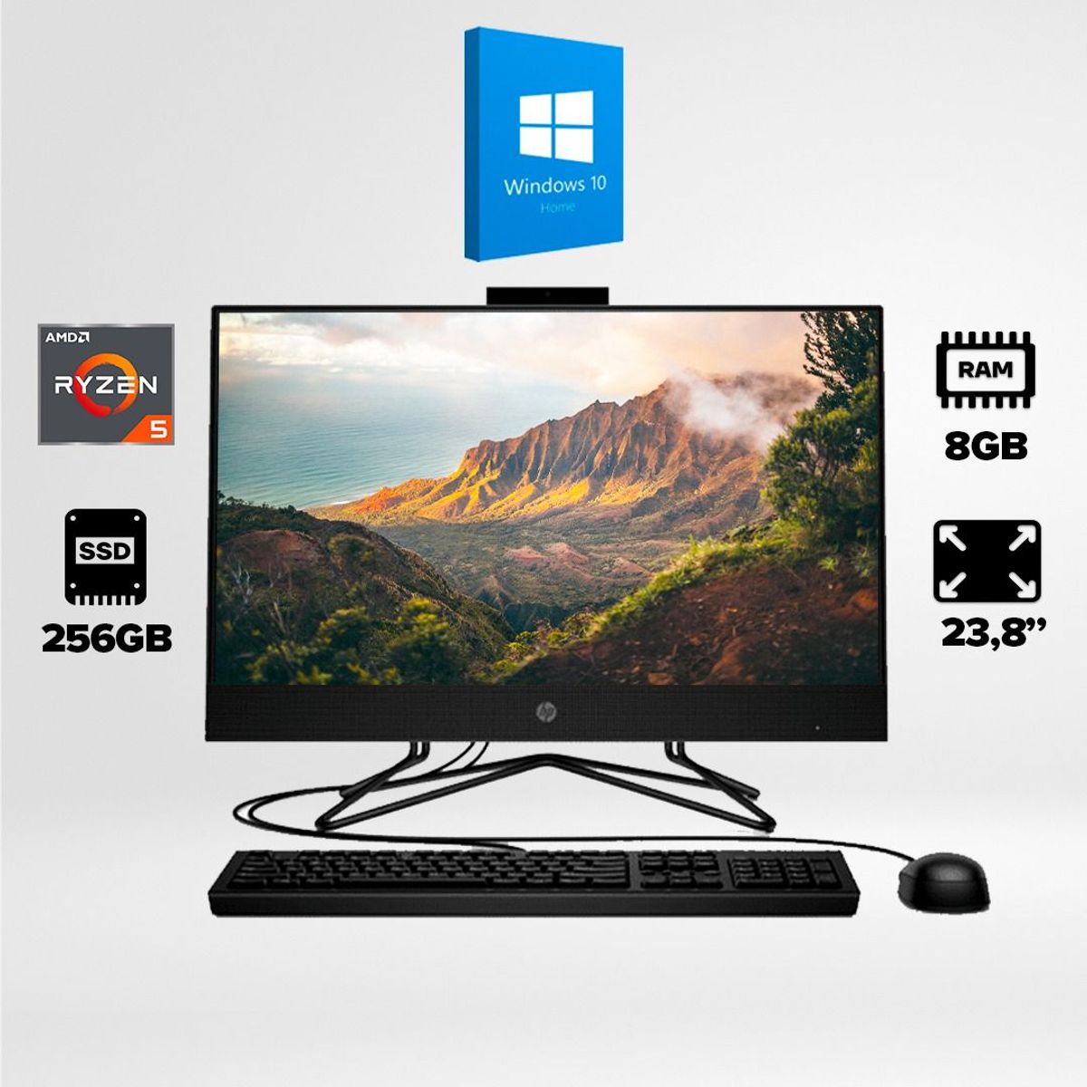 HP - All IN ONE HP AMD Ryzen 5 5500 8 GB SSD 256 GB FHD 23,8"