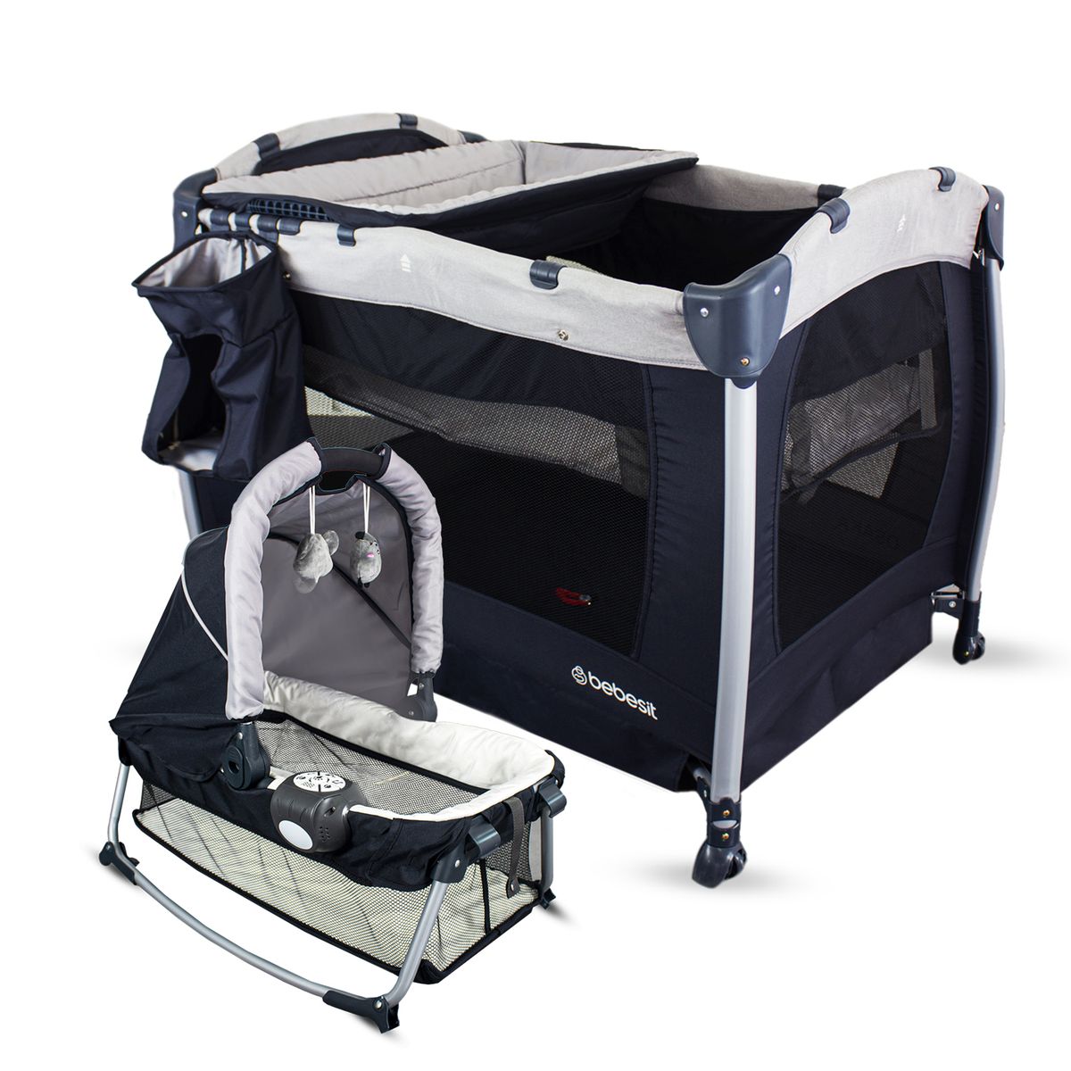 BEBESIT - Cuna Corral para Bebé +Unidad Sonidos + Moises Osaka Bebesit