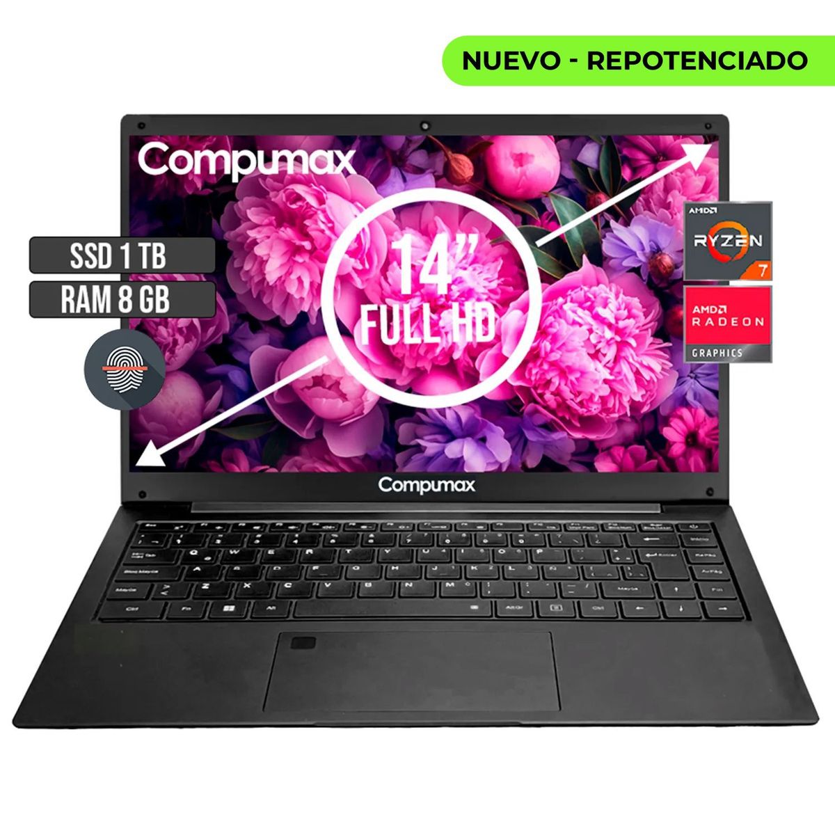 COMPUMAX - PORTATIL COMPUMAX AMD RYZEN 7-5700U SSD 1TB RAM 8GB LED 14 FULL HD