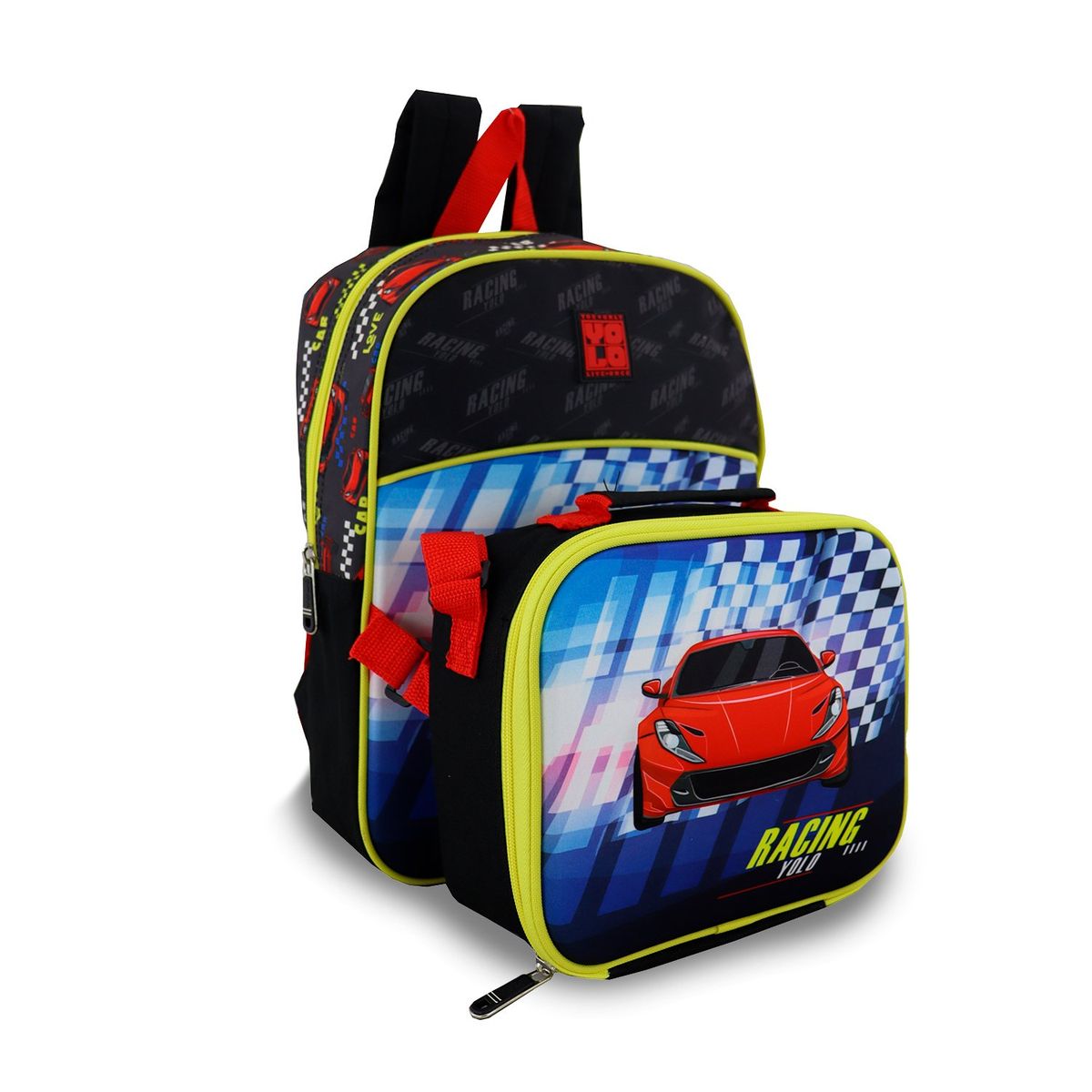 CROYDON - Morral + Lonchera Car Negro Croydon para Niño