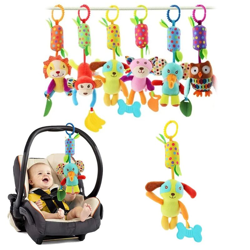 BABY ON - Sonajero Colgante Para Coche O Cuna Con Mordedor Perrito