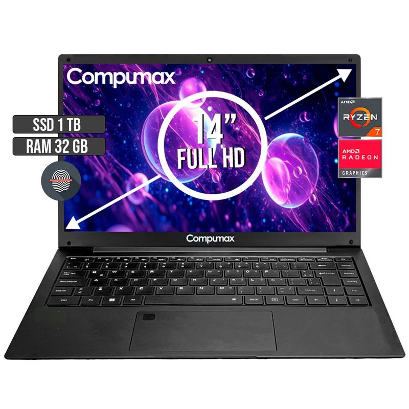 COMPUMAX - PORTATIL COMPUMAX AMD RYZEN 7-5700U SSD 1TB RAM 32GB LED 14 FULL HD