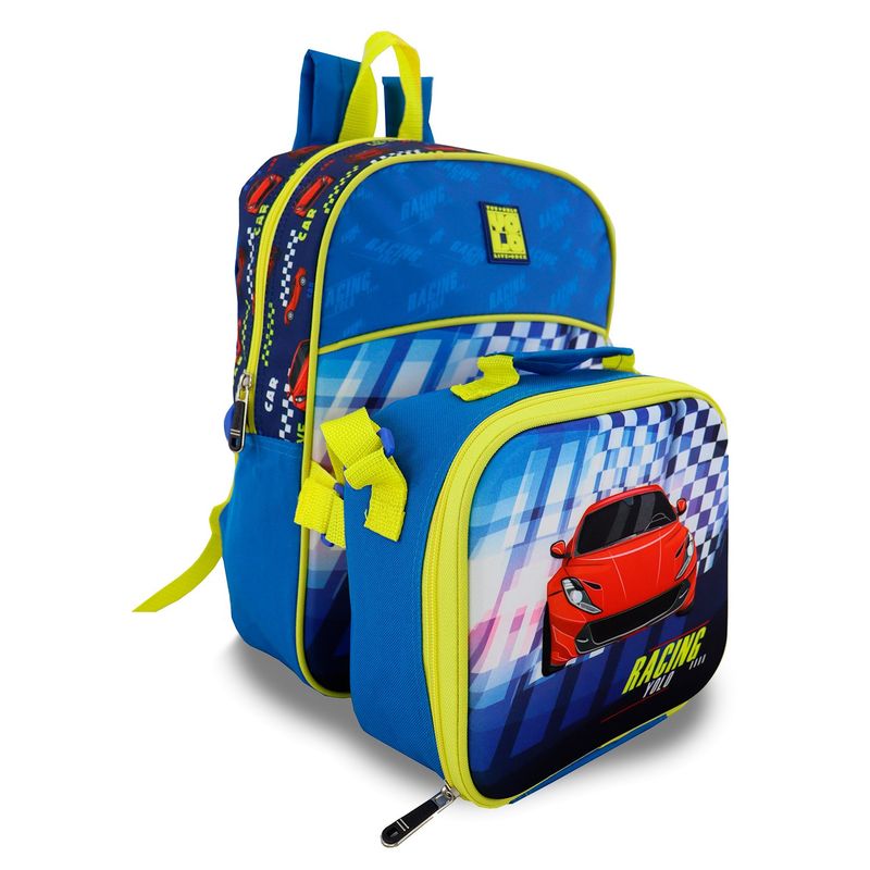 CROYDON - Morral + Lonchera Car Azul Rey para Niño Croydon_.