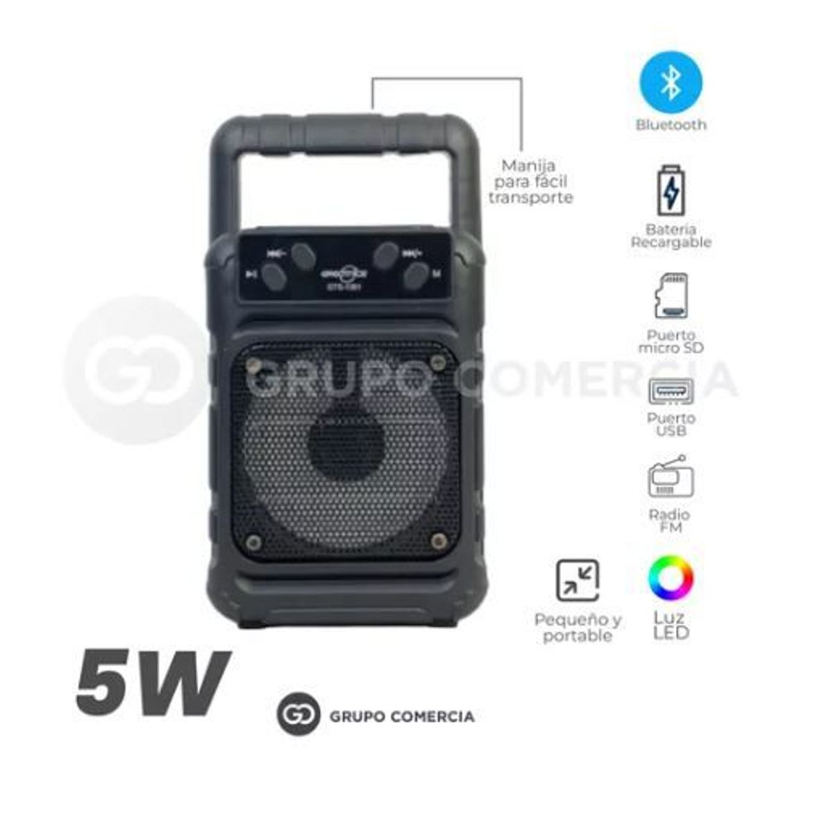 SHENGSHOU - Parlante Pequeño Bluetooth  Usb Y Radio Recargable