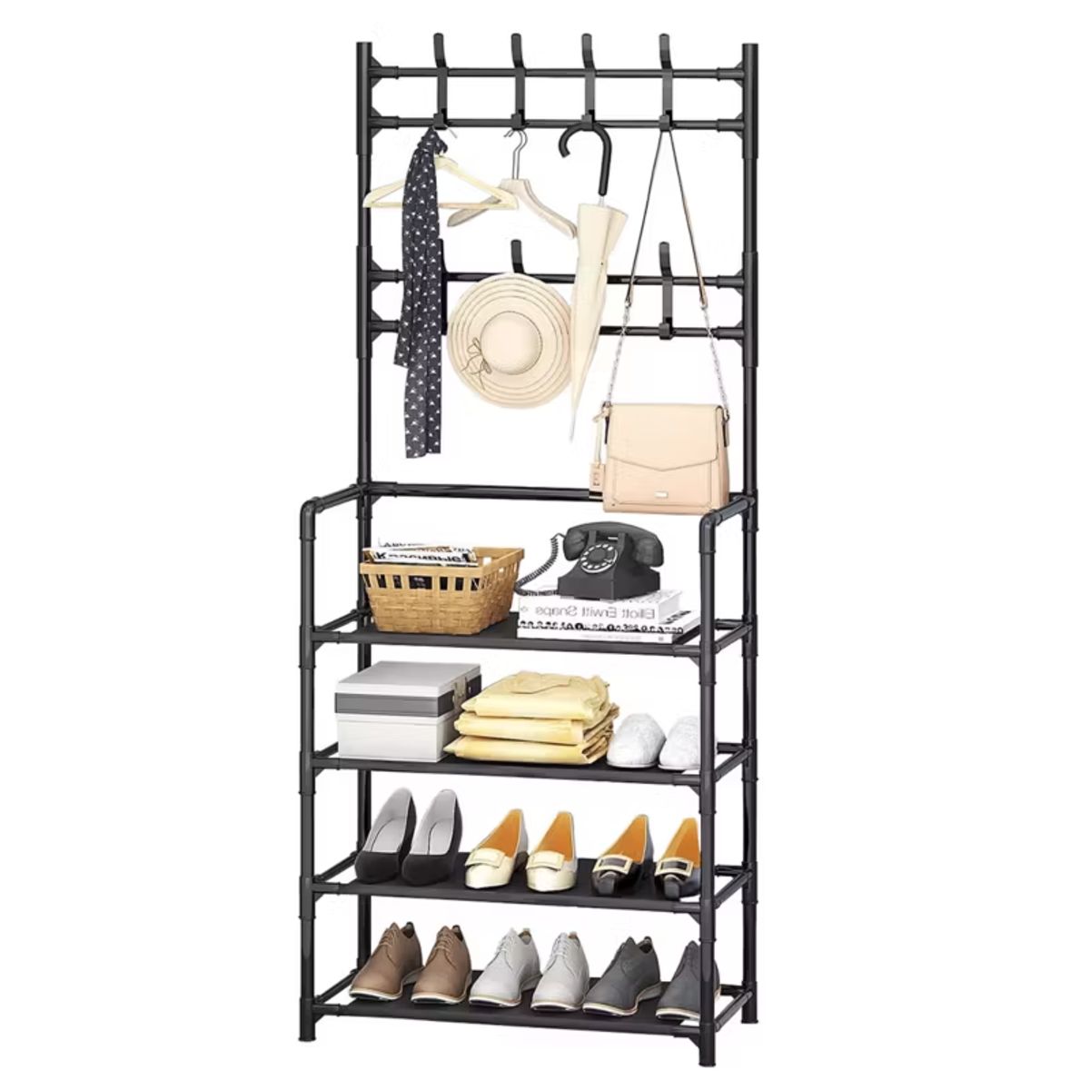 GENERICO - Zapatero y perchero multifuncional 4 niveles
