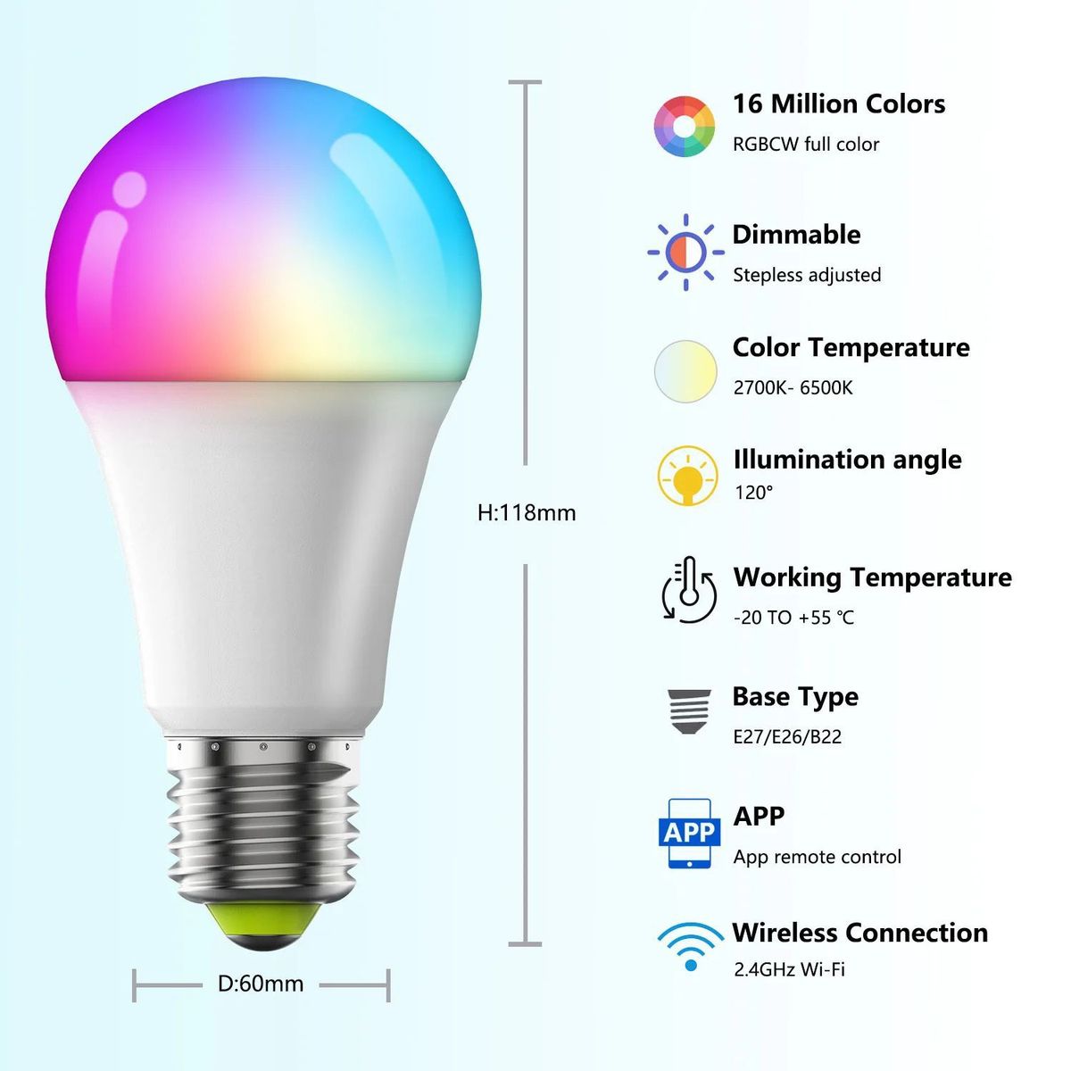 GENERICO - Bombillo Led Rgb Inteligente Compatible Con Alexa Y Google