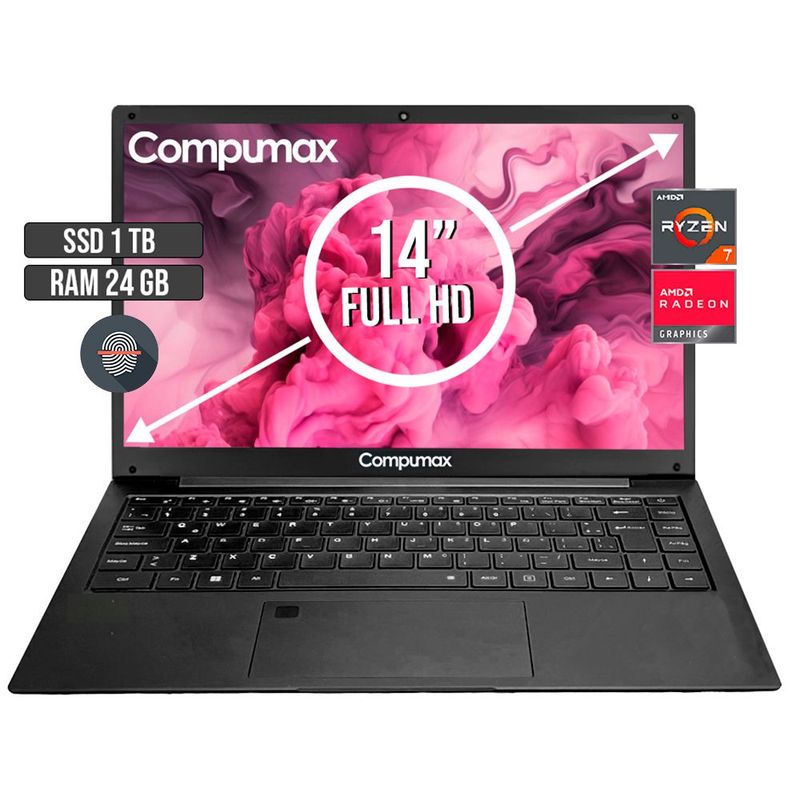 COMPUMAX - PORTATIL COMPUMAX AMD RYZEN 7-5700U SSD 1TB RAM 24GB LED 14 FULL HD